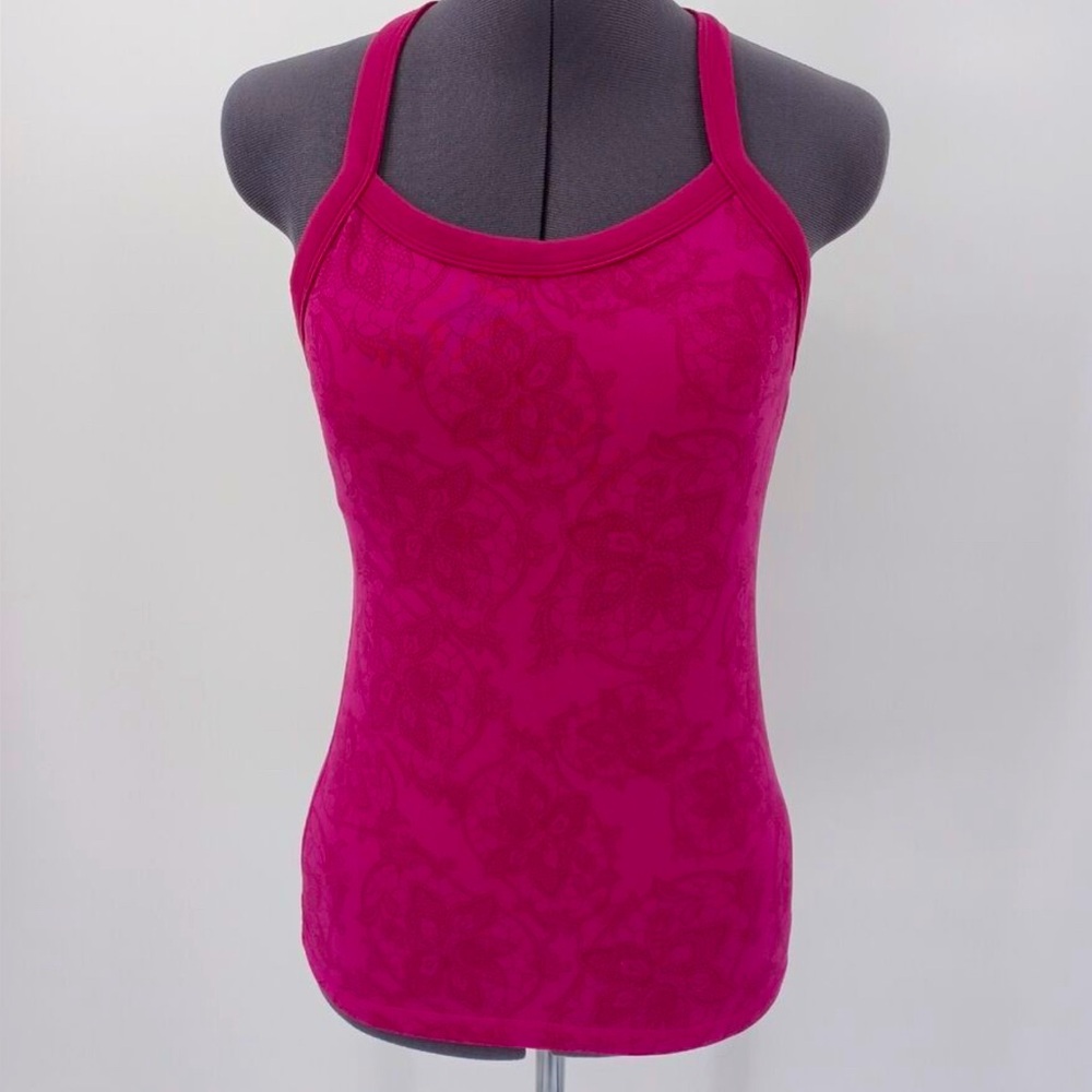 LULULEMON Rare Hot Pink/fuscia Floral Hydrangea Racerback Ujjayi Tank Top